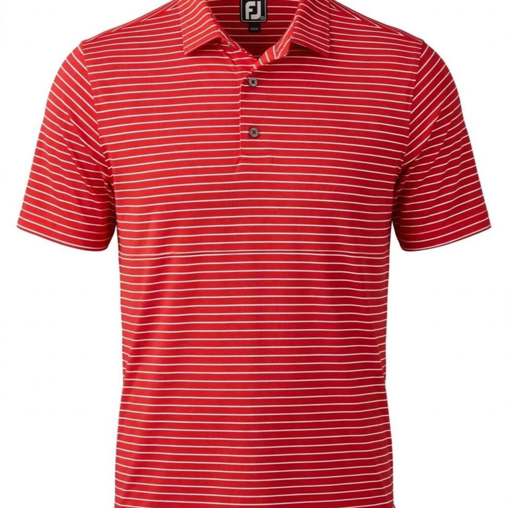 FootJoy FJ Athletic Fit Polo Shirt Mens L Red White Stripe Golf Performance